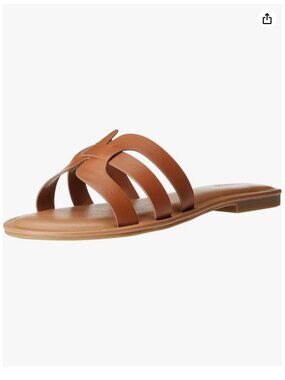 The Drop Monika H-Band Slide Sandals | Cognac | Size 7